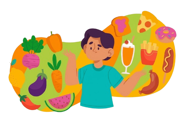 Família à mesa com comida